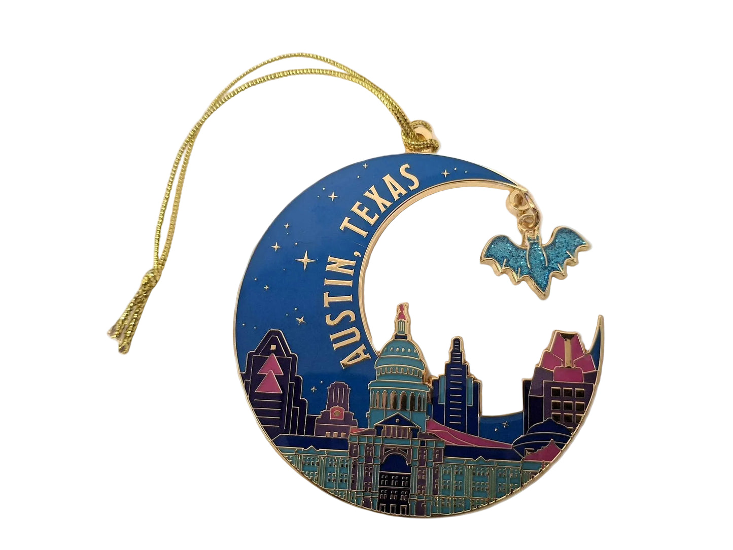 Austin Crescent Moon & Skyline Metal Christmas Ornament – AVC Exclusive