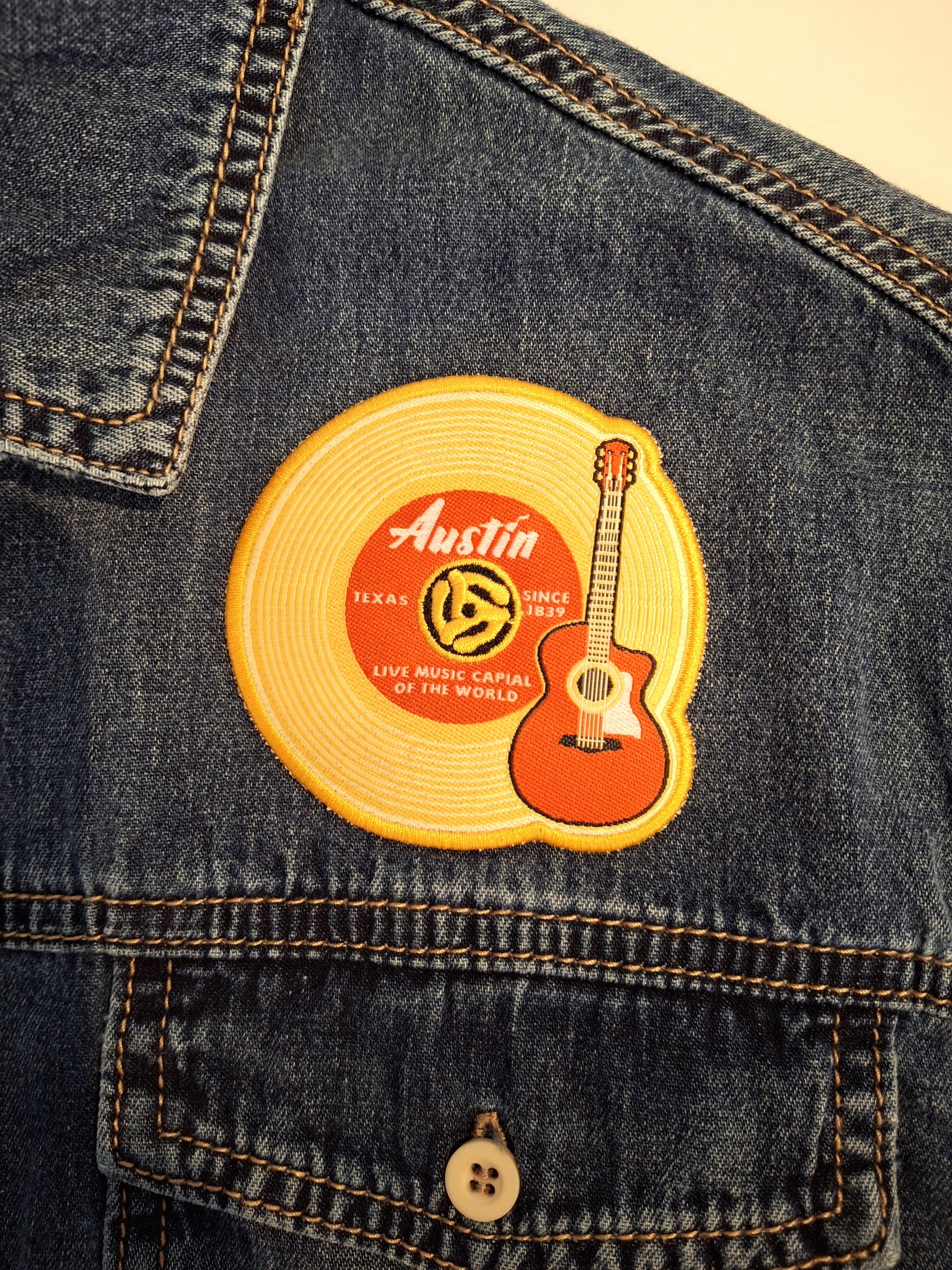 Austin Gold Record Patch | Live Music Capital Souvenir – Austin Gift Shop