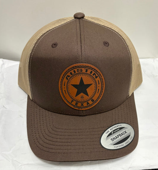 Austin TX Leather Patch Hat