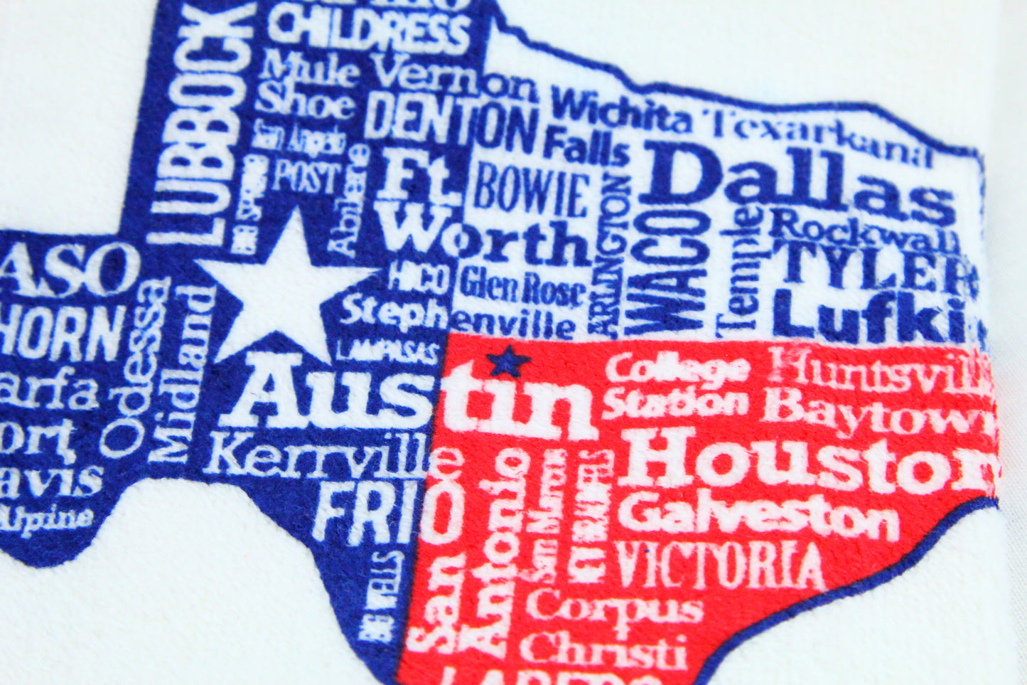 Texas Cities Tea Towel